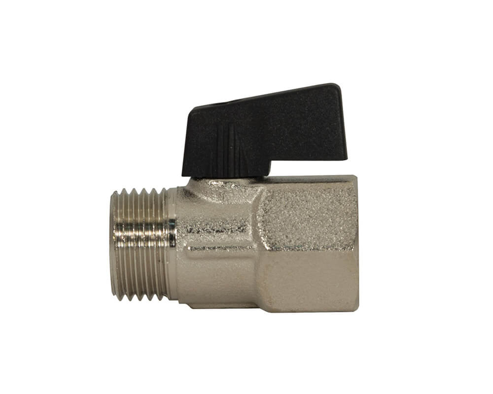 Serie 382 - Valvole a sfera maschio/femmina con premi-stoppa in PTFE tutte nichelate